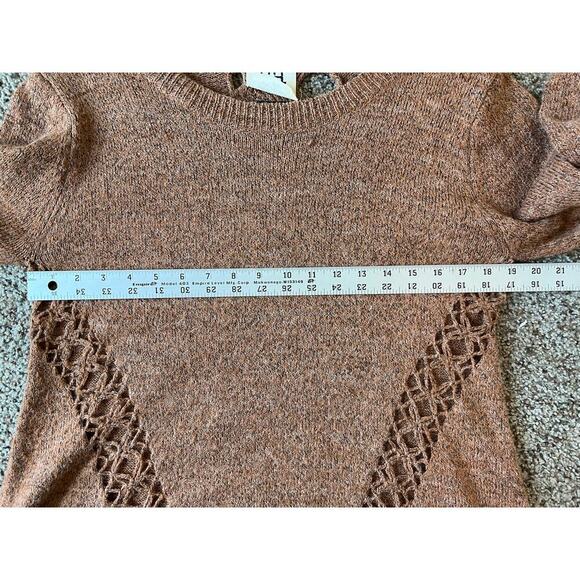 PQLA Brown Sweater, back cut outs, front detail, M/L, High-Low, Fall, Warm - Picture 5 of 9